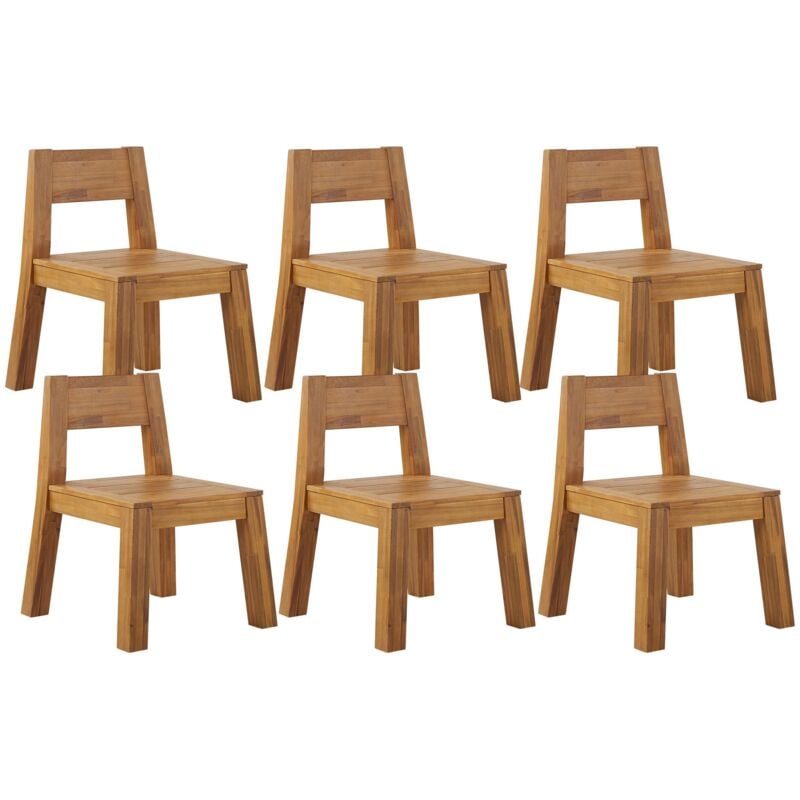 foto del prodotto set di 4 sedie da giardino stile rustico in legno di acacia chiaro laminato livorno