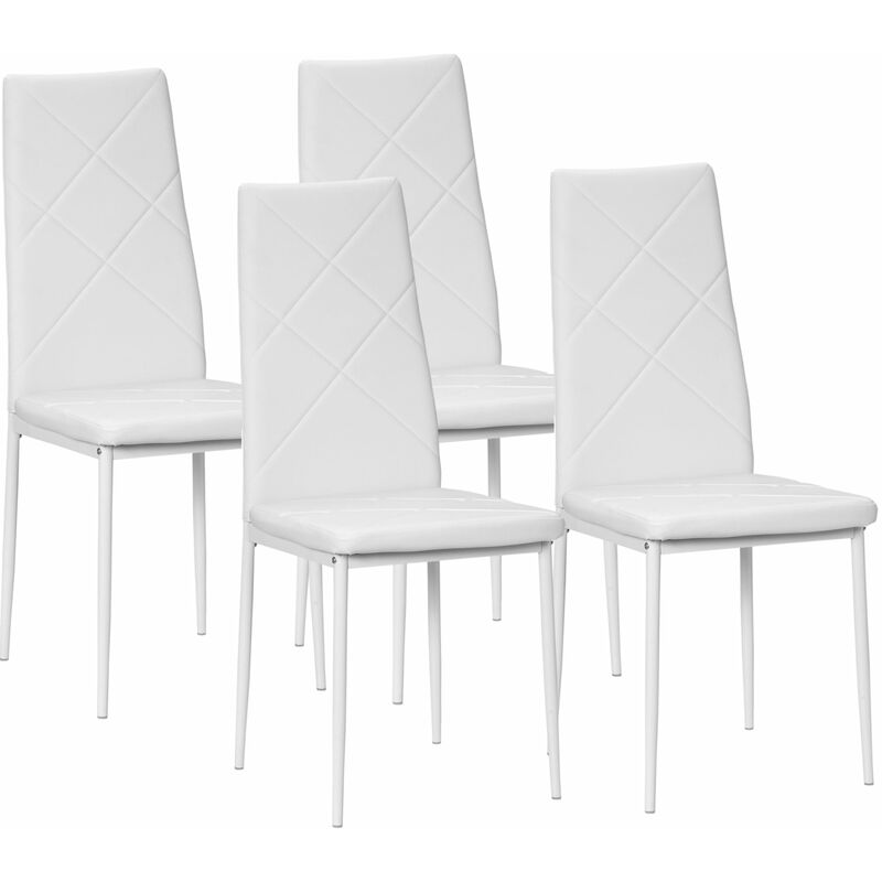 foto del prodotto set di 4 sedie da pranzo 41x50x97 cm con schienale alto in similpelle bianco