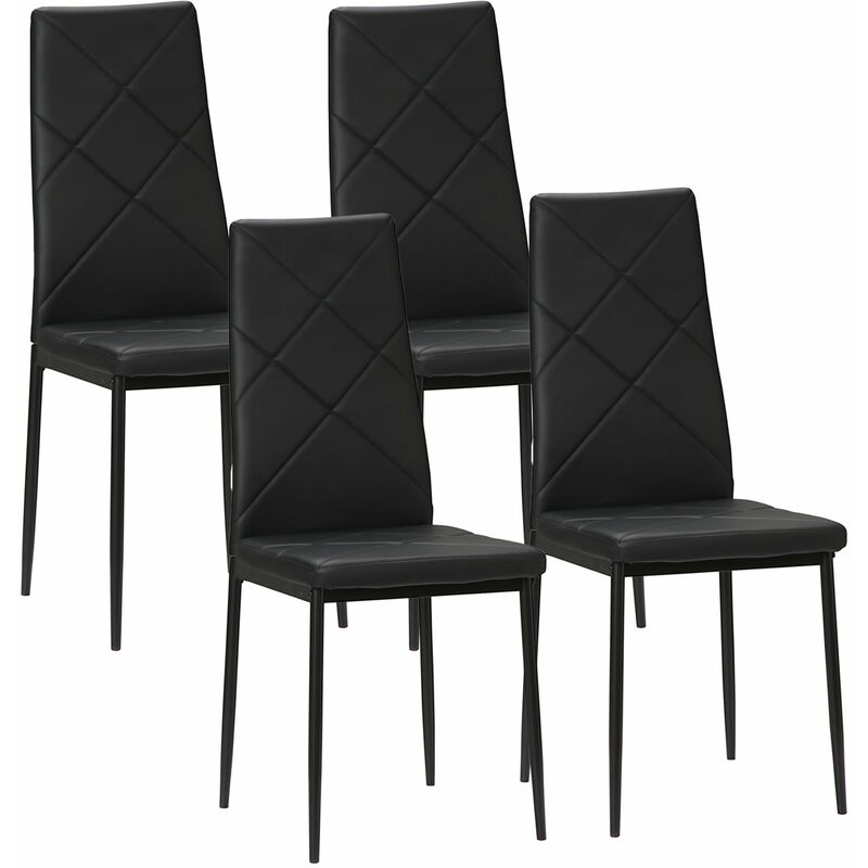foto del prodotto set di 4 sedie da pranzo 41x50x97 cm con schienale alto in similpelle nero