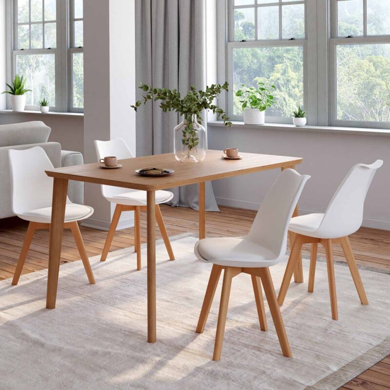 foto del prodotto set di 4 sedie da pranzo bianche sara