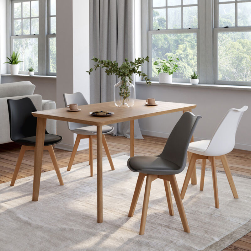 foto del prodotto set di 4 sedie da pranzo grigio scuro, grigio chiaro, bianco e nerosara
