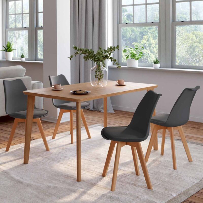 foto del prodotto set di 4 sedie da pranzo grigio scuro sara