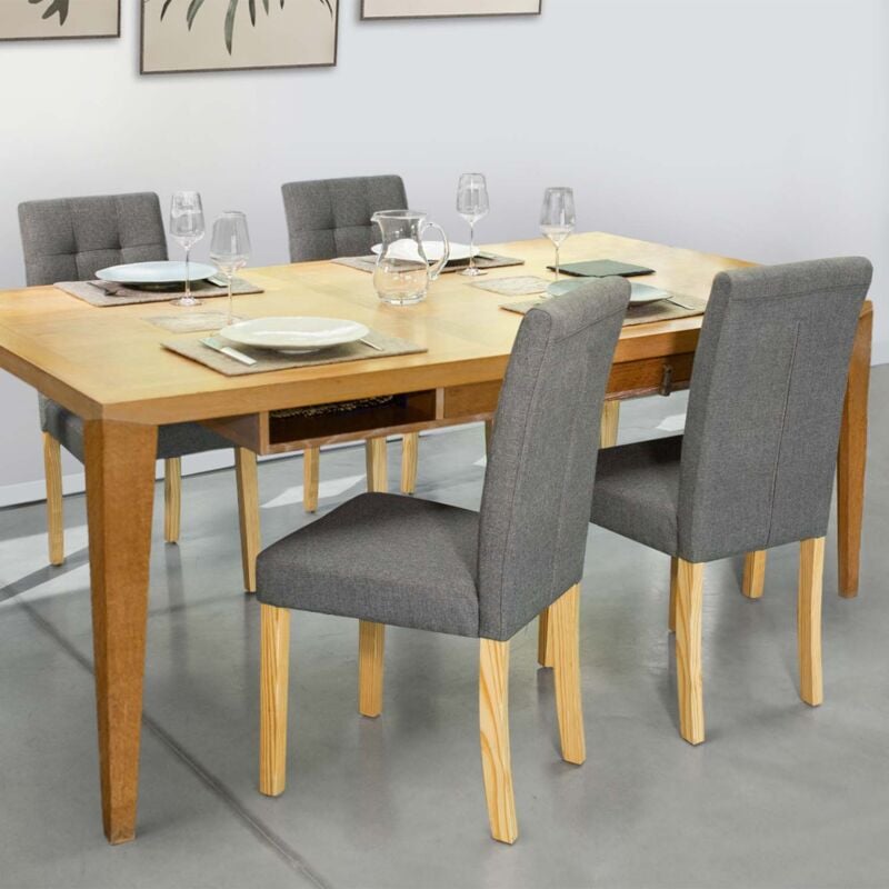 foto del prodotto set di 4 sedie da pranzo imbottite grigio polga