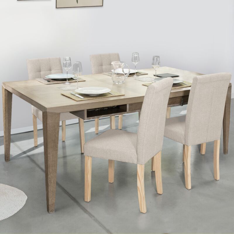 foto del prodotto set di 4 sedie da pranzo imbottite polga beige