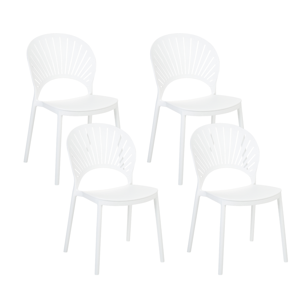 foto del prodotto set di 4 sedie da pranzo in plastica bianco per interni ed esterni da giardino impilabili in stile minimalista