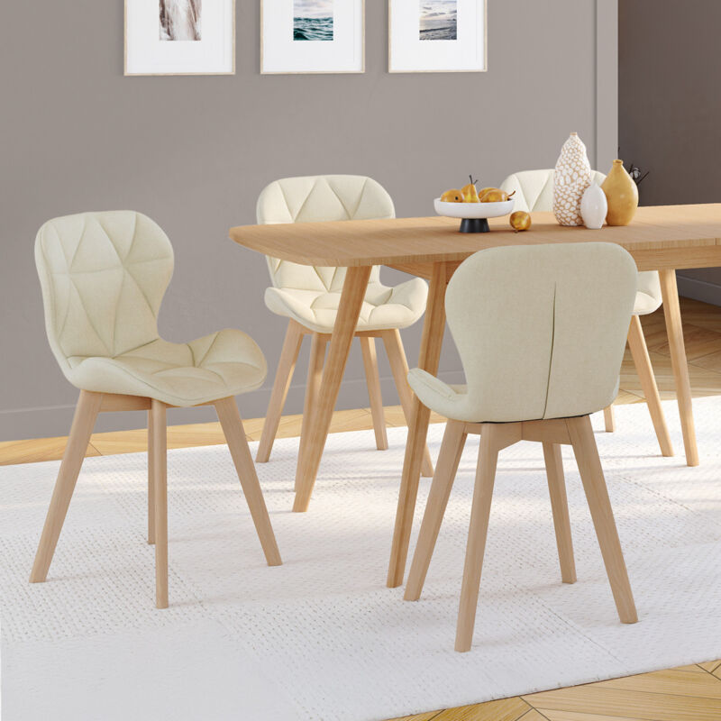 foto del prodotto set di 4 sedie da pranzo in tessuto beige robine