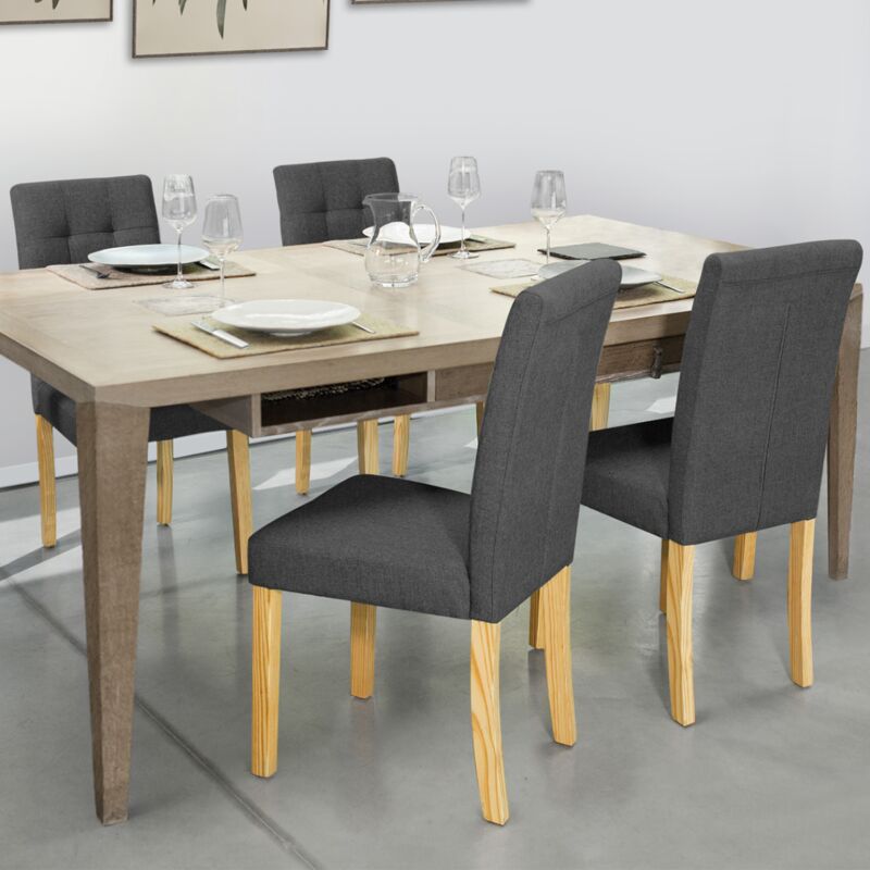 foto del prodotto set di 4 sedie da pranzo in tessuto grigio antracite polga