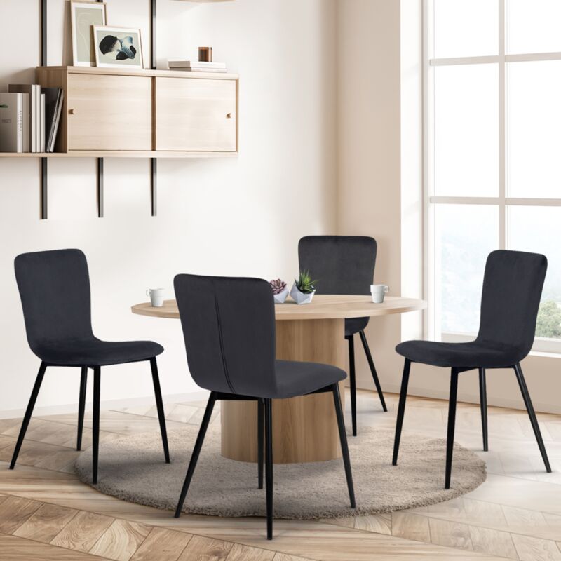 foto del prodotto set di 4 sedie da pranzo in velluto grigio scuro macha