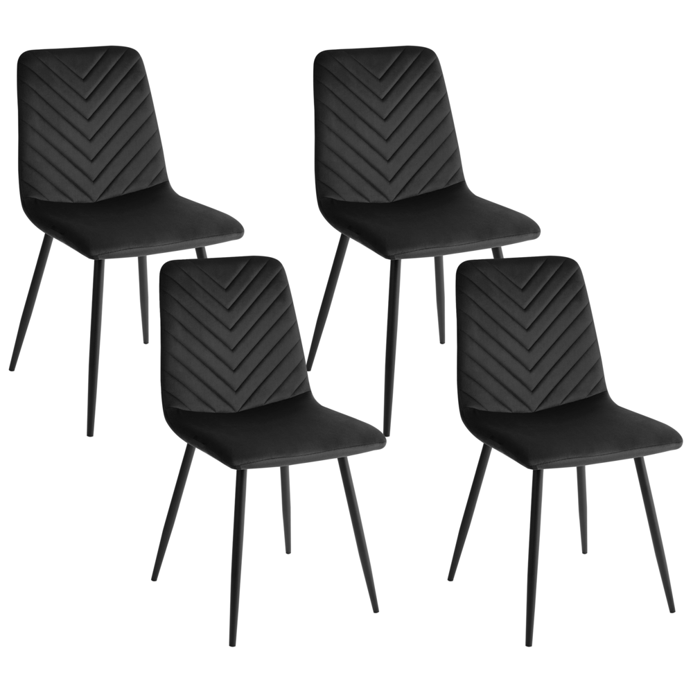 foto del prodotto set di 4 sedie da pranzo in velluto per la sala da pranzo gambe in ferro nero stile elegante