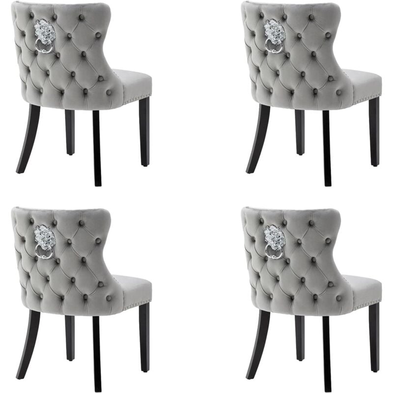 foto del prodotto set di 4 sedie da pranzo in velluto sedie da cucina moderne con gambe in legno per sala da pranzo, grigio