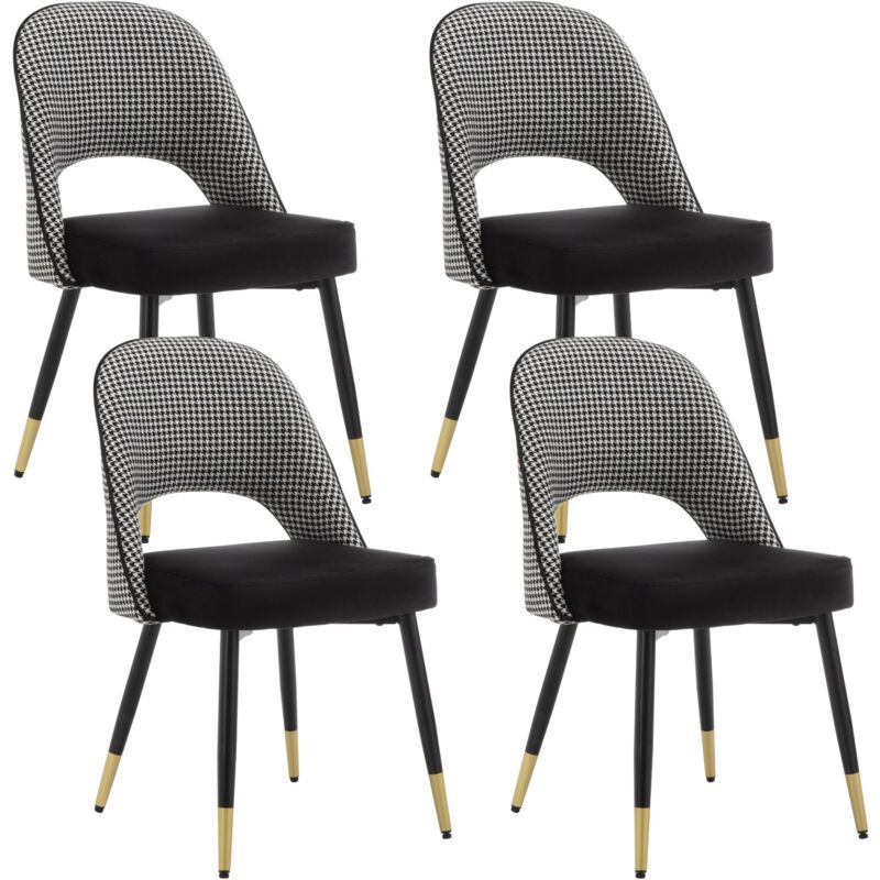 foto del prodotto set di 4 sedie da pranzo in velluto sedie da cucina moderne con gambe in metallo per soggiorno, nero