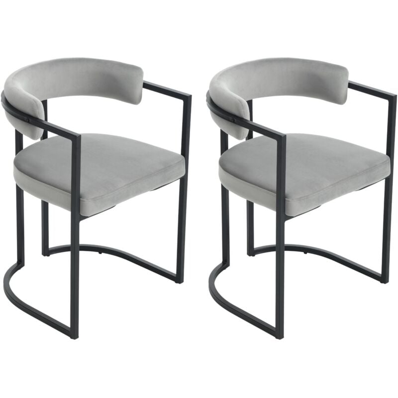 foto del prodotto set di 4 sedie da pranzo in velluto sedie da cucina moderne con struttura in metallo sedie da salotto per soggiorno, grigio