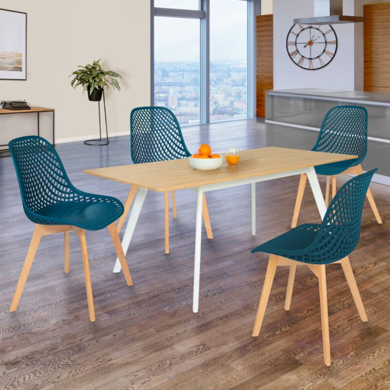 foto del prodotto set di 4 sedie da pranzo mandy in blu anatra