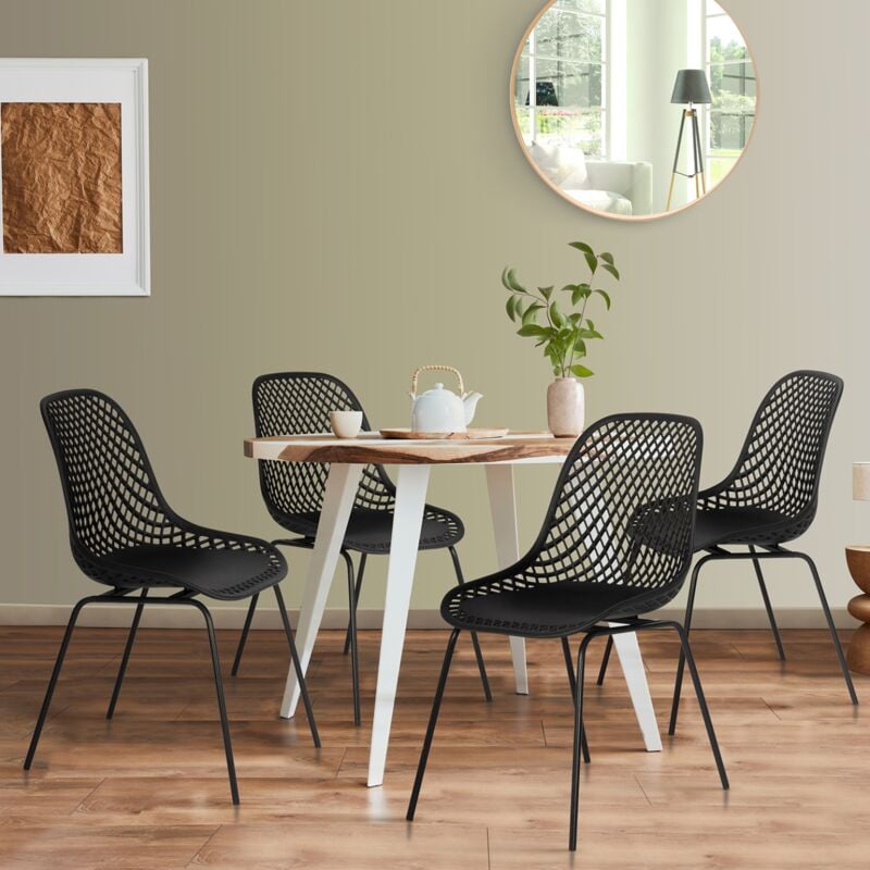 foto del prodotto set di 4 sedie da pranzo nero y gambe in metallo maelys
