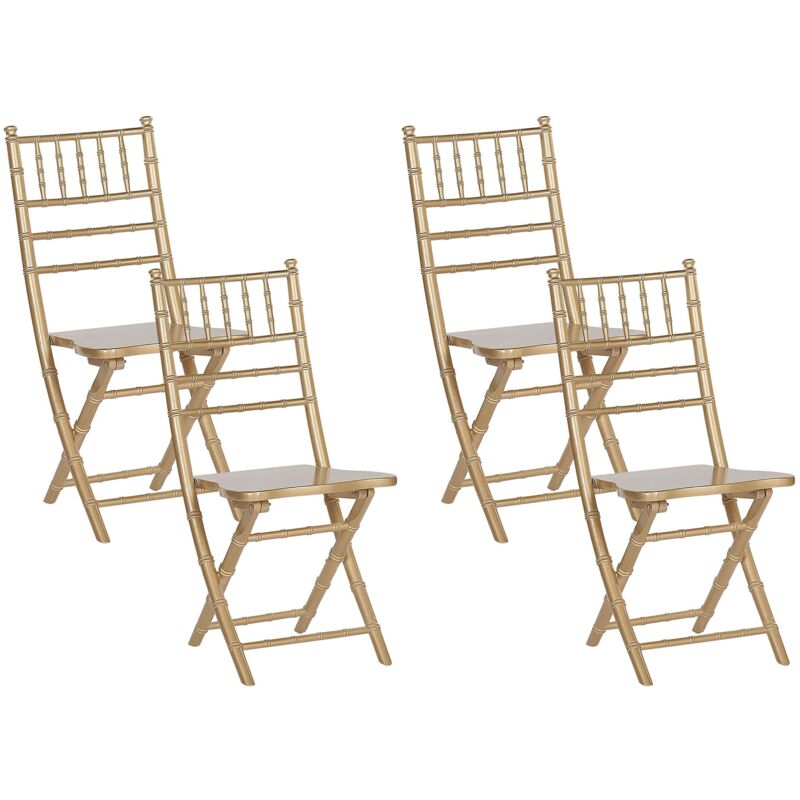 foto del prodotto set di 4 sedie da pranzo pieghevoli in faggio multistrato color oro machias