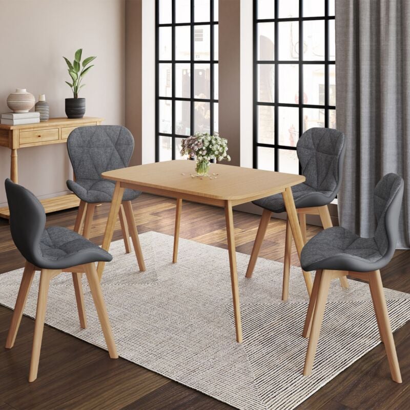 foto del prodotto set di 4 sedie da pranzo roxane in tessuto grigio e pu bi materiale