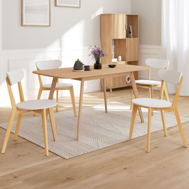 foto del prodotto set di 4 sedie da pranzo scandinave freja bicolore bianco e legno