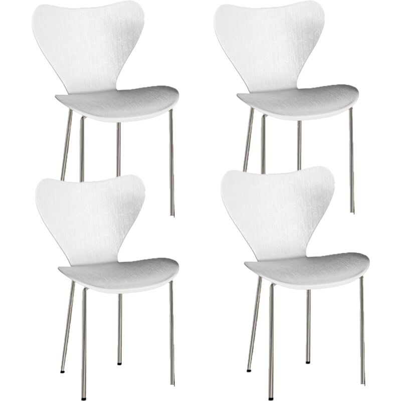 foto del prodotto set di 4 sedie da pranzo sedie da cucina in plastica per uso domestico e in ufficio bianco