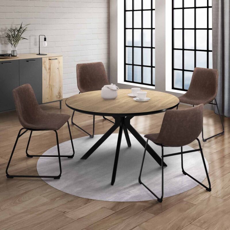 foto del prodotto set di 4 sedie da pranzo travis vintage marrone con gambe a farfalla
