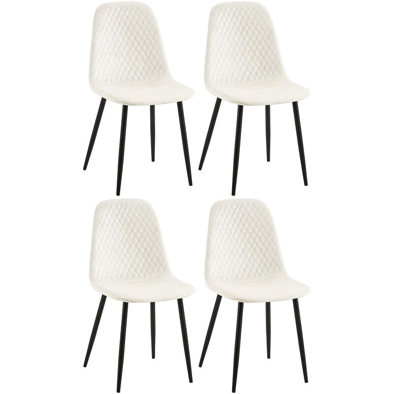 foto del prodotto set di 4 sedie giverny bianco crema velluto