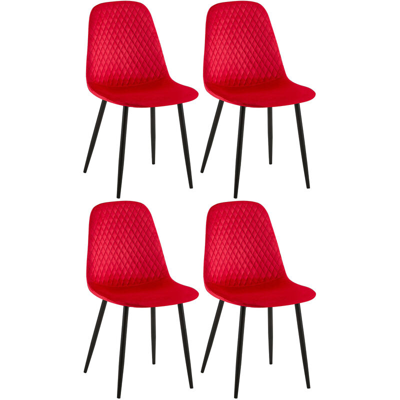 foto del prodotto set di 4 sedie giverny rosso velluto