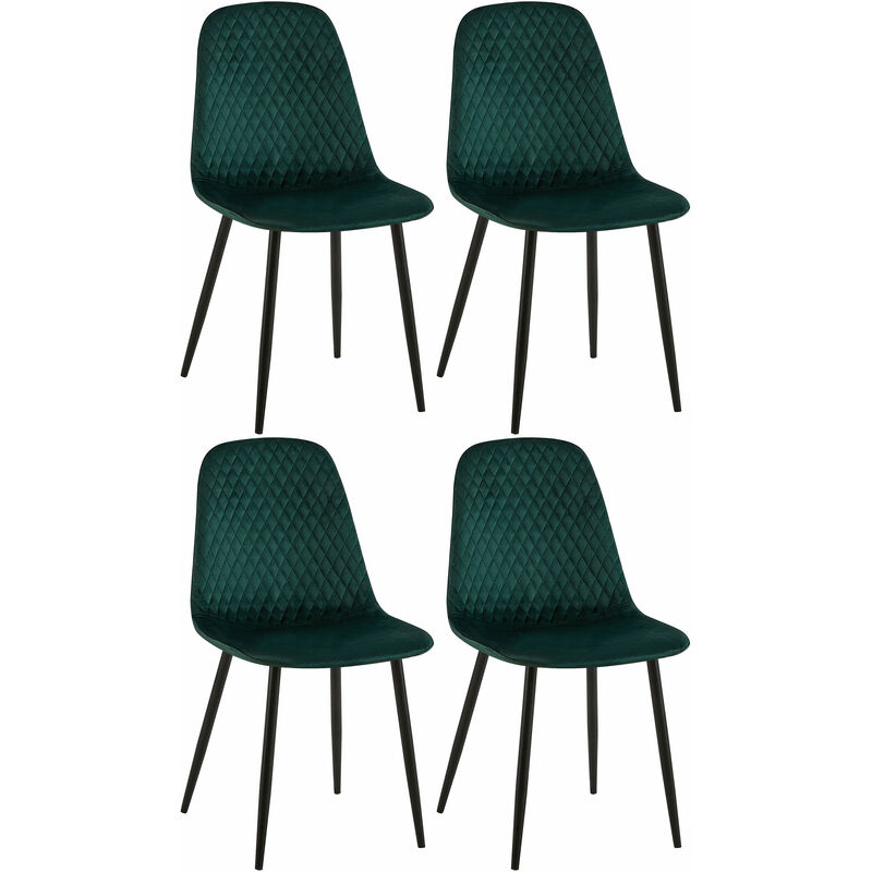 foto del prodotto set di 4 sedie giverny verde velluto