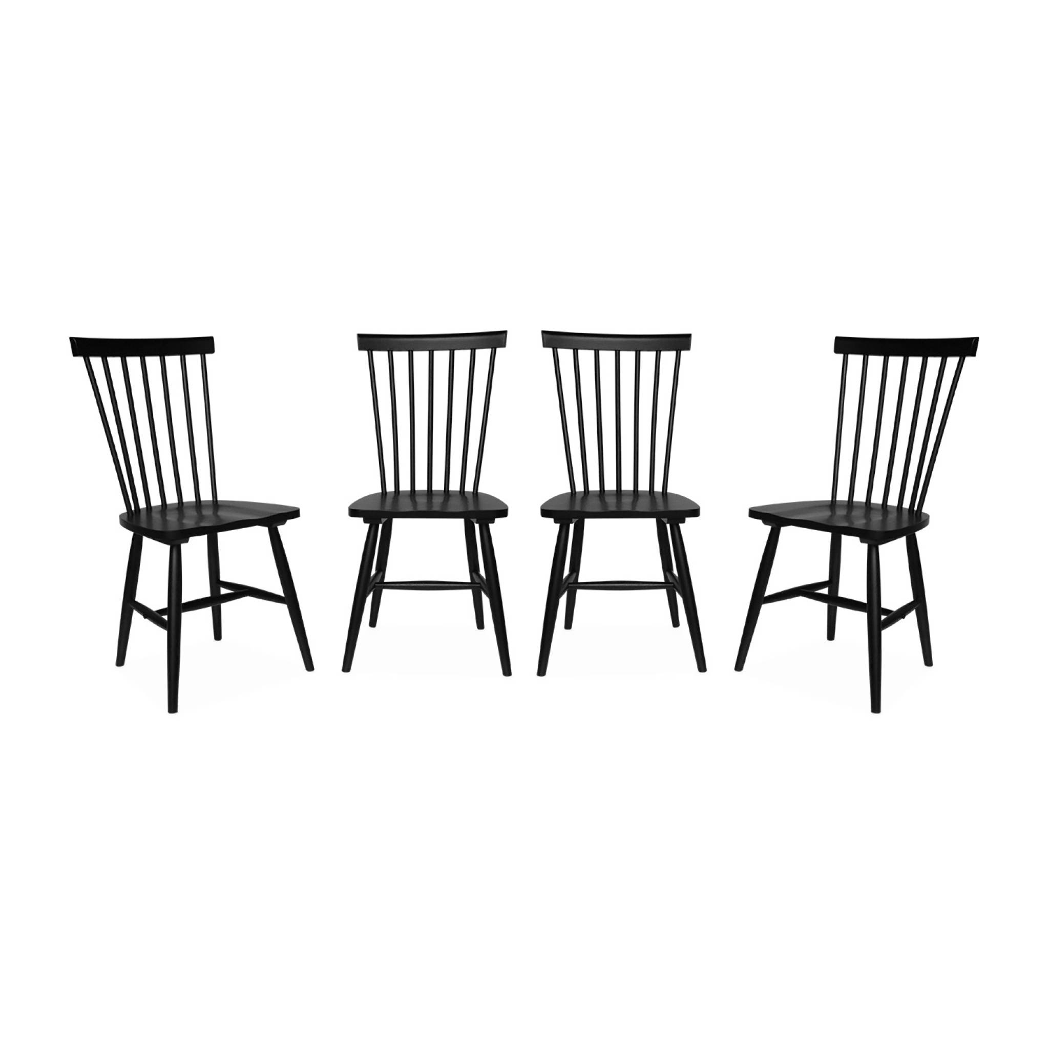 foto del prodotto set di 4 sedie in legno di hevea, nero