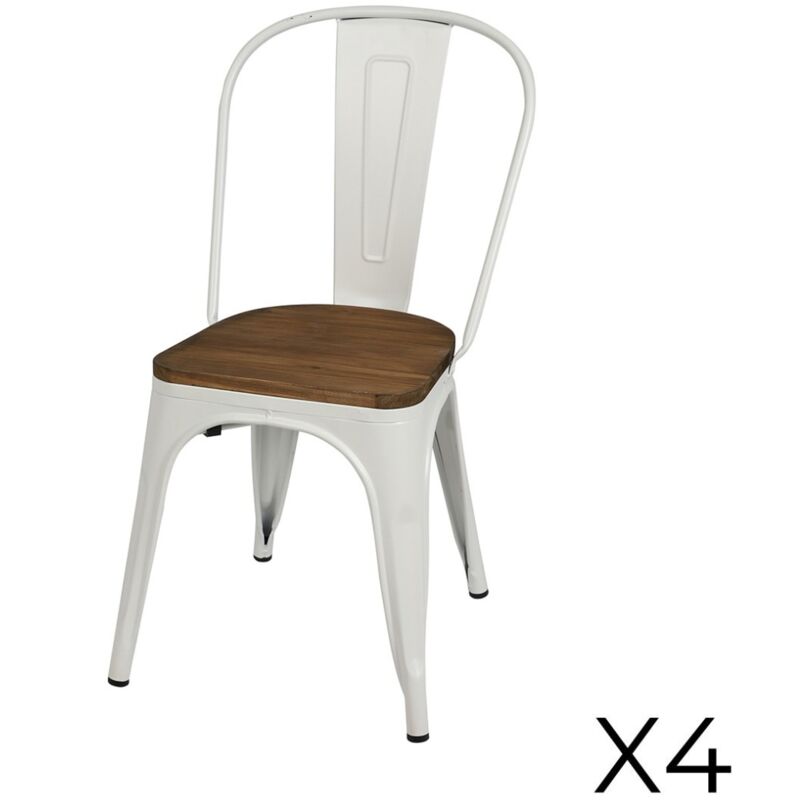 foto del prodotto set di 4 sedie in metallo bianco stile industriale. collezione factory.