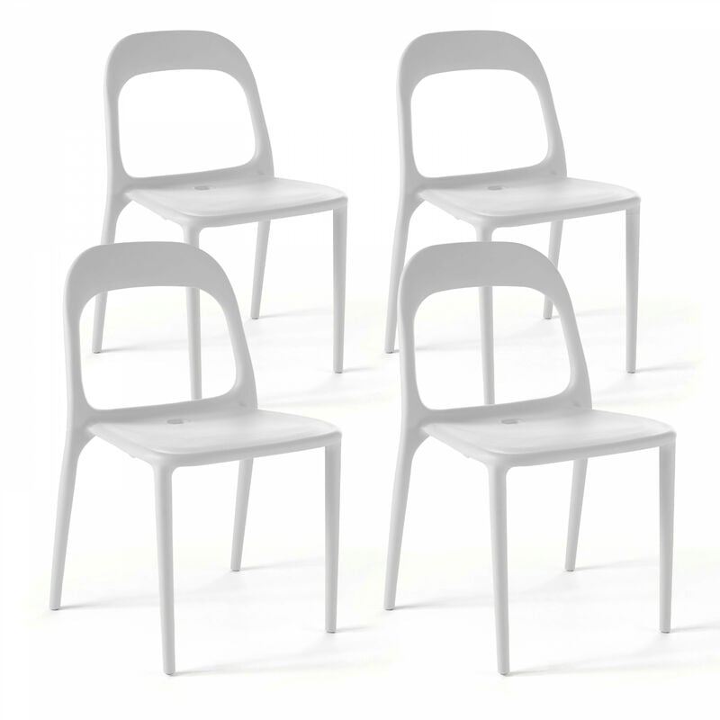 foto del prodotto set di 4 sedie in plastica bianca