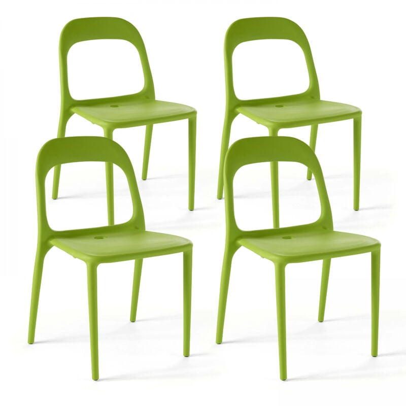foto del prodotto set di 4 sedie in plastica verde