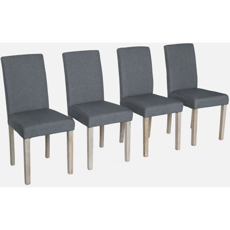 foto del prodotto set di 4 sedie in tessuto con gambe in legno