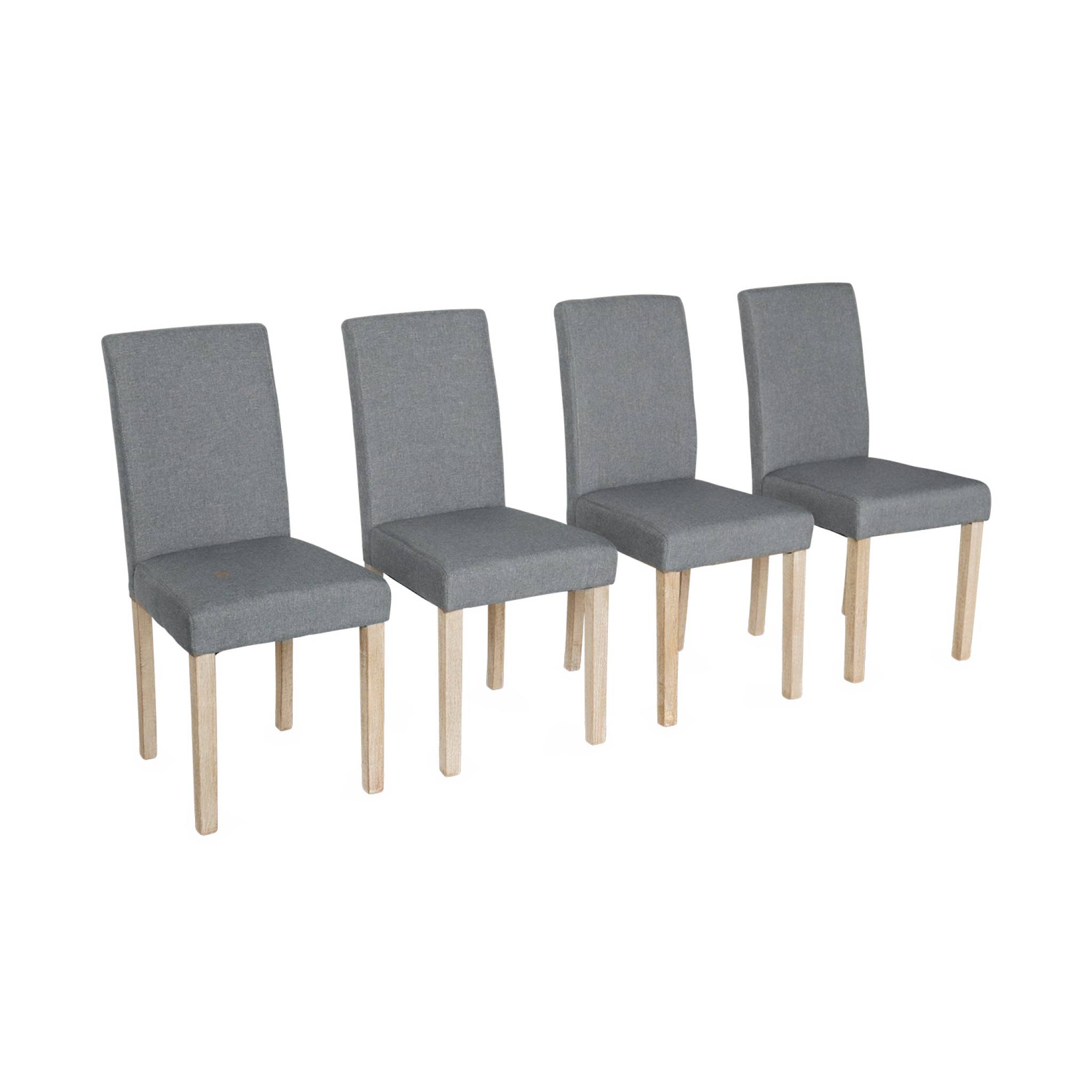 foto del prodotto set di 4 sedie in tessuto con gambe in legno, grigio chiaro