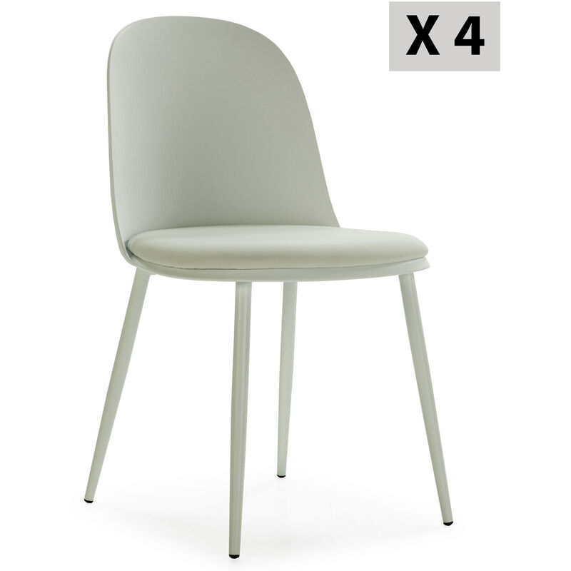 foto del prodotto set di 4 sedie kana verdi, gambe in metallo e sedile imbottito