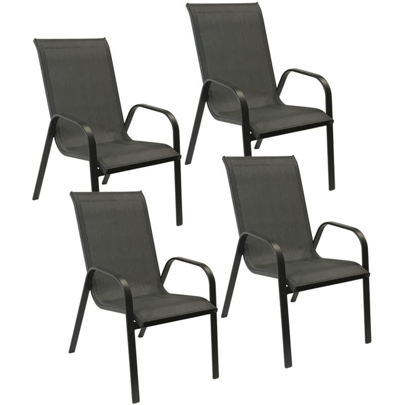 foto del prodotto set di 4 sedie marbella in textilene grigio alluminio grigio antracite
