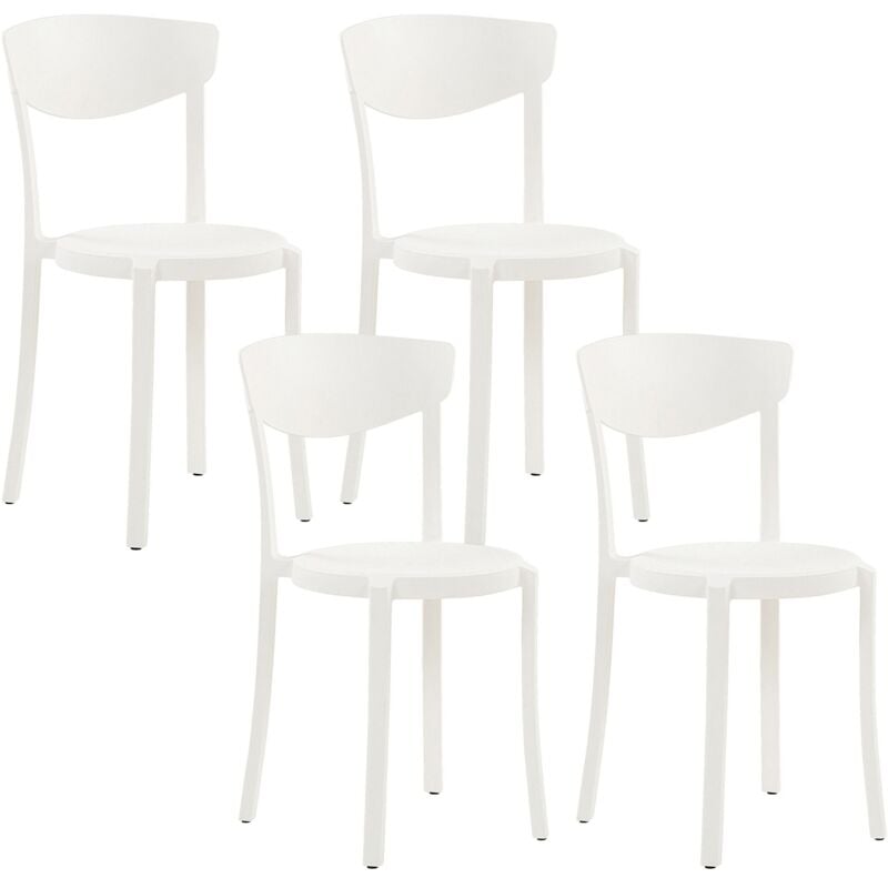 foto del prodotto set di 4 sedie moderne da esterno e interno in plastica bianco vieste