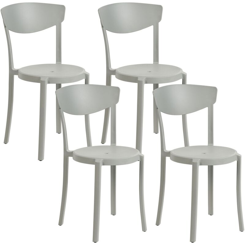 foto del prodotto set di 4 sedie moderne da interno ed esterno in plastica grigio chiaro vieste