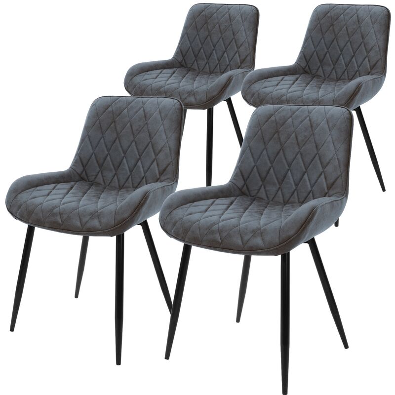 foto del prodotto set di 4 sedie per sala da pranzo antracite con schienale sedia per cucina con rivestimento in ecopelle imbottita gambe in metallo sedia salotto