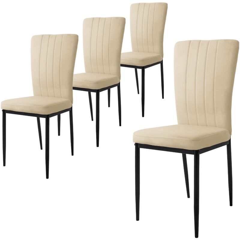foto del prodotto set di 4 sedie per sala da pranzo con rivestimento in velluto beige sedie da cucina con schienale imbottita con gambe in metallo sedia ergonomica per