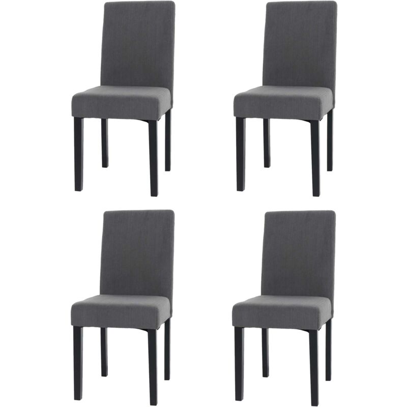 foto del prodotto set di 4 sedie per sala da pranzo con schienale alto in tessuto velluto a coste grigio scuro, gambe scure 040007522