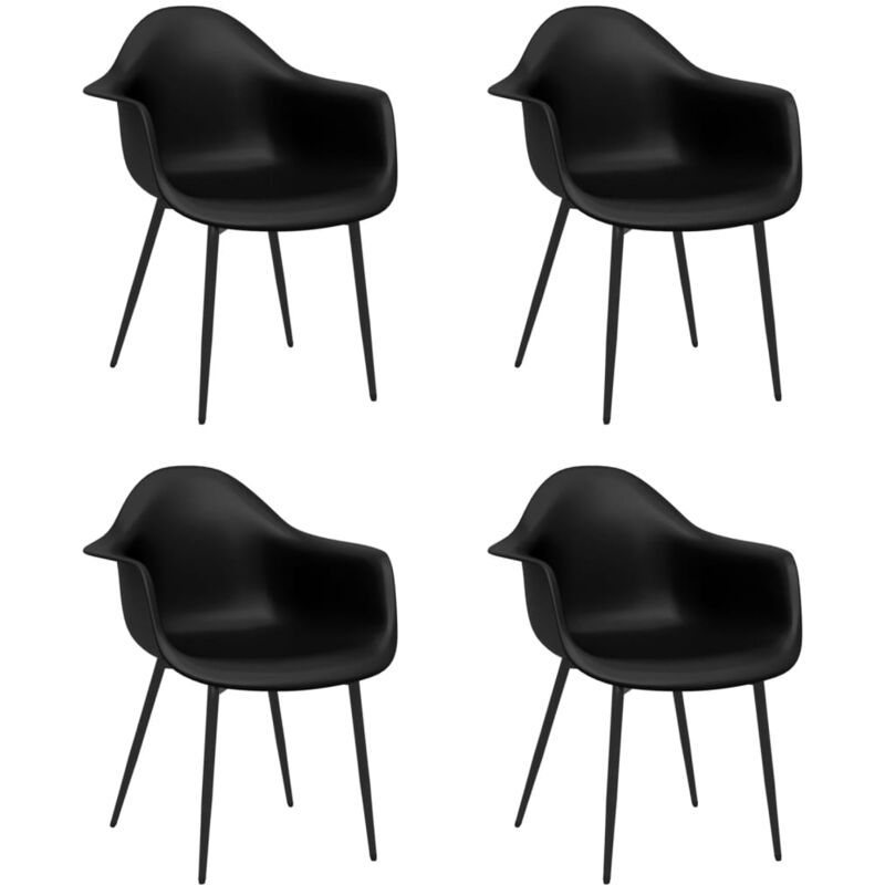 foto del prodotto set di 4 sedie per sala da pranzo con schienale curvo dal design contemporaneo in pp nero dec025640