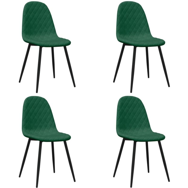 foto del prodotto set di 4 sedie per sala da pranzo dal design moderno con cuciture a diamante in tessuto verde scuro e metallo dec025658