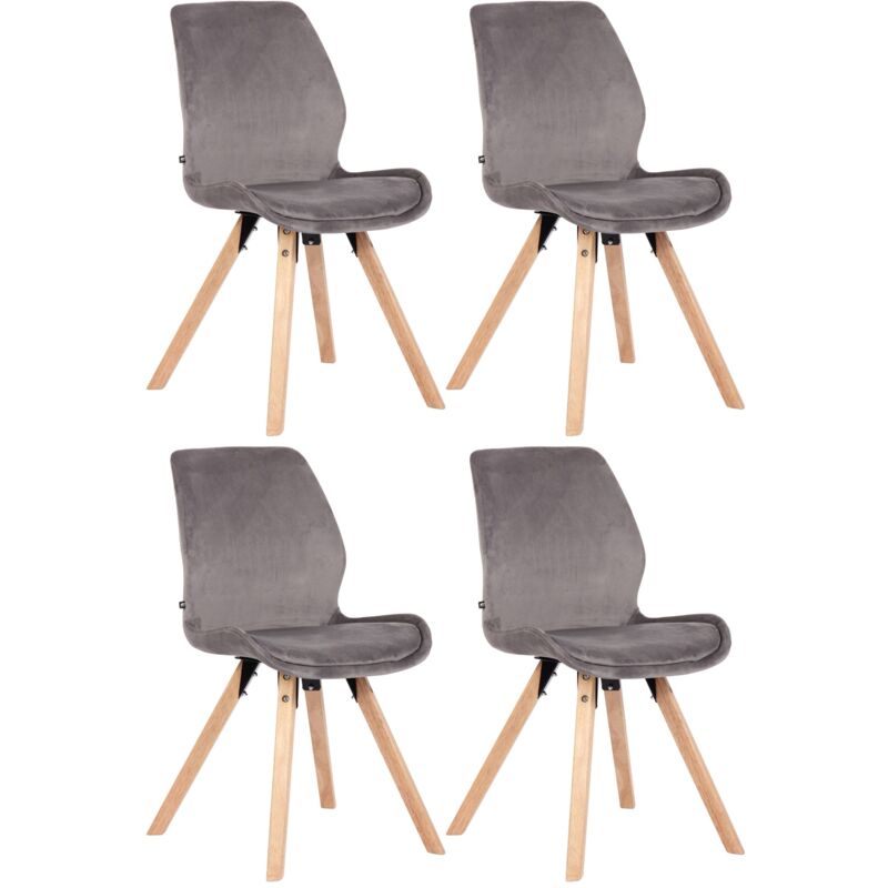 foto del prodotto set di 4 sedie per sala da pranzo dal design scandinavo in tessuto di velluto grigio gambe in legno 100001857