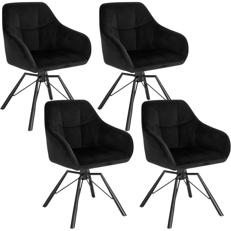 foto del prodotto set di 4 sedie per sala da pranzo girevoli a 360 . sedie da cucina imbottite con gambe in metallo. poltroncine in velluto per camera da letto.