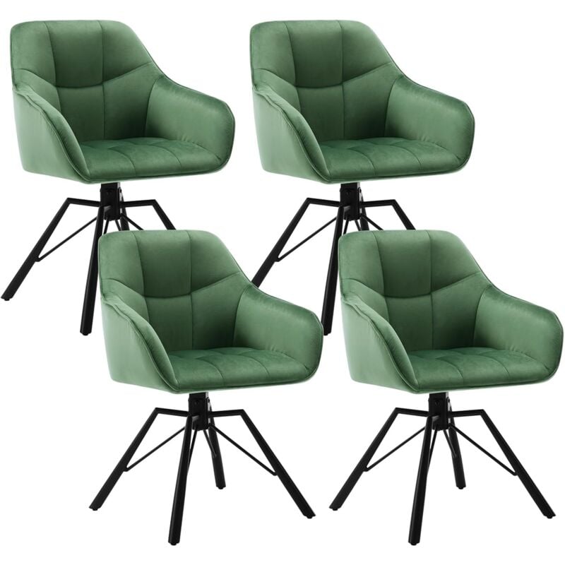 foto del prodotto set di 4 sedie per sala da pranzo girevoli a 360 . sedie da cucina imbottite con gambe in metallo. poltroncine in velluto per camera da letto.