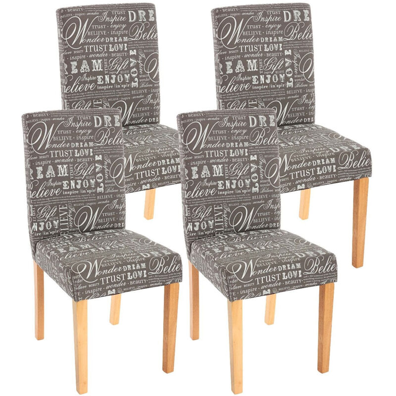 foto del prodotto set di 4 sedie per sala da pranzo in tessuto stampato grigio con piedi chiari cds04119
