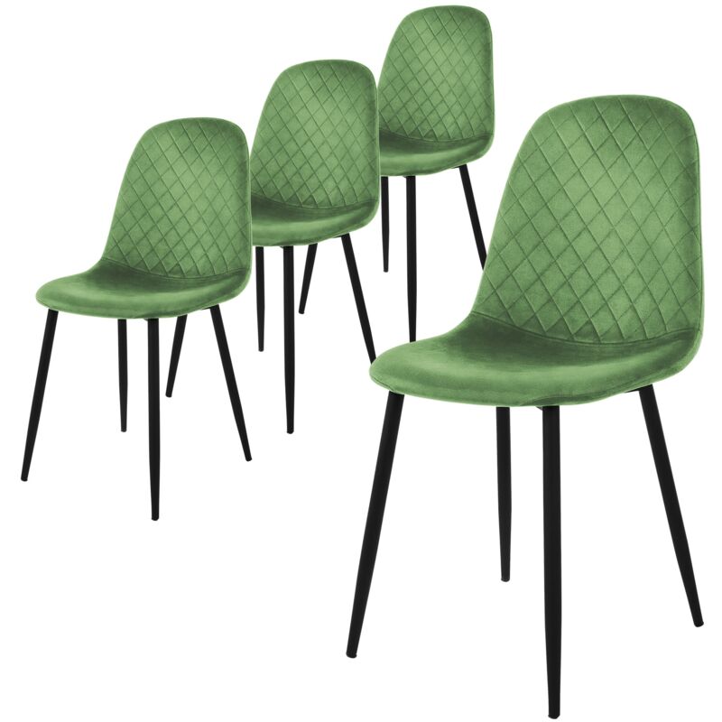 foto del prodotto set di 4 sedie per sala da pranzo rivestimento in velluto salvia poltroncine da cucina con schienale e gambe in metallo seduta ergonomica sedia per