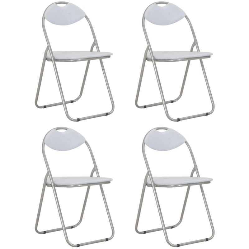 foto del prodotto set di 4 sedie pieghevoli da cucina per sala da pranzo design semplice bianco sintetico cds021909