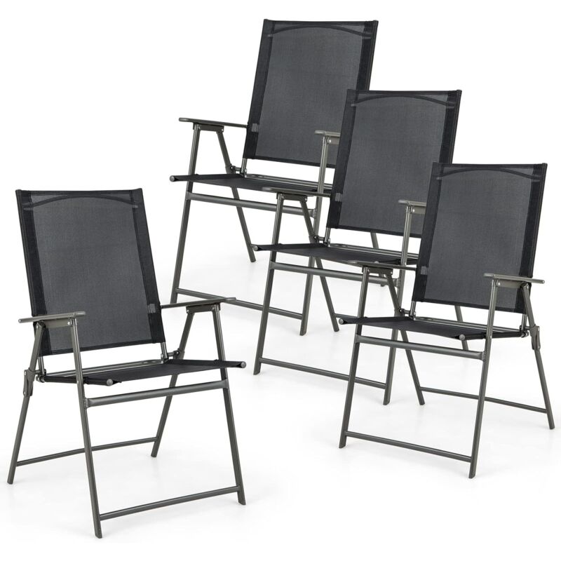 foto del prodotto set di 4 sedie pieghevoli da giardino in textilene, sedie da esterno con schienale alto, poltrona portatile per giardino campeggio patio, portata 150