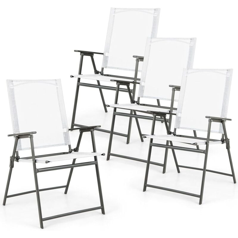 foto del prodotto set di 4 sedie pieghevoli da giardino in textilene, sedie da esterno con schienale alto, poltrona portatile per giardino campeggio patio, portata 150