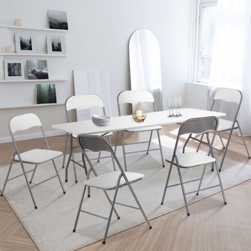 foto del prodotto set di 4 sedie pieghevoli in pu bianco kity